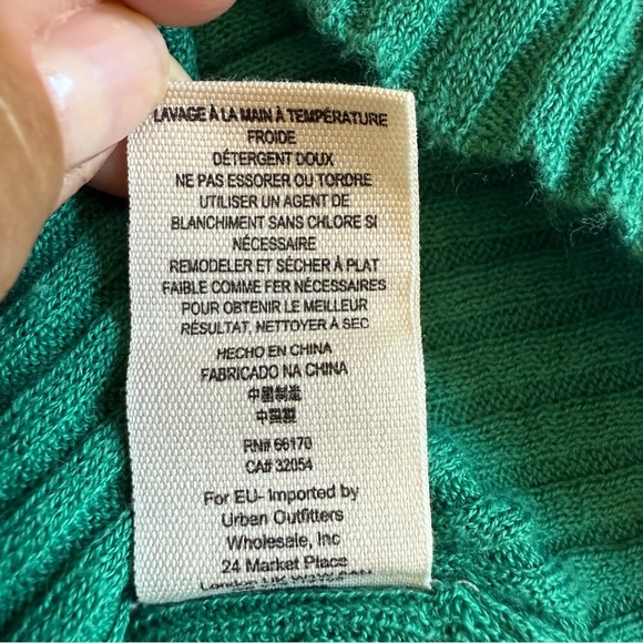 Free People Ribbed Knit Deep-V Backless Tank Dress. Kelly Green Two-Tone #1609 - Picture 6 of 6